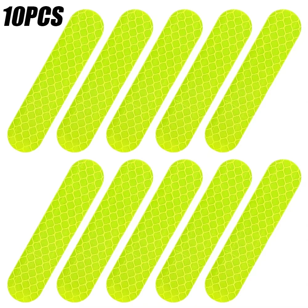 80-10PCS Helmet Safety Warning Reflective Stickers Strip Waterproof High Visibility Reflector Tape for Night Riding Walking Car