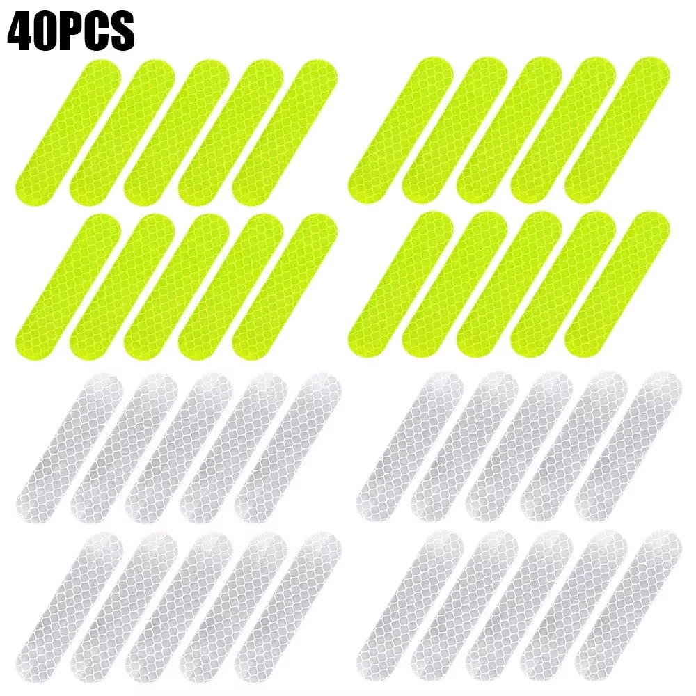 80-10PCS Helmet Safety Warning Reflective Stickers Strip Waterproof High Visibility Reflector Tape for Night Riding Walking Car