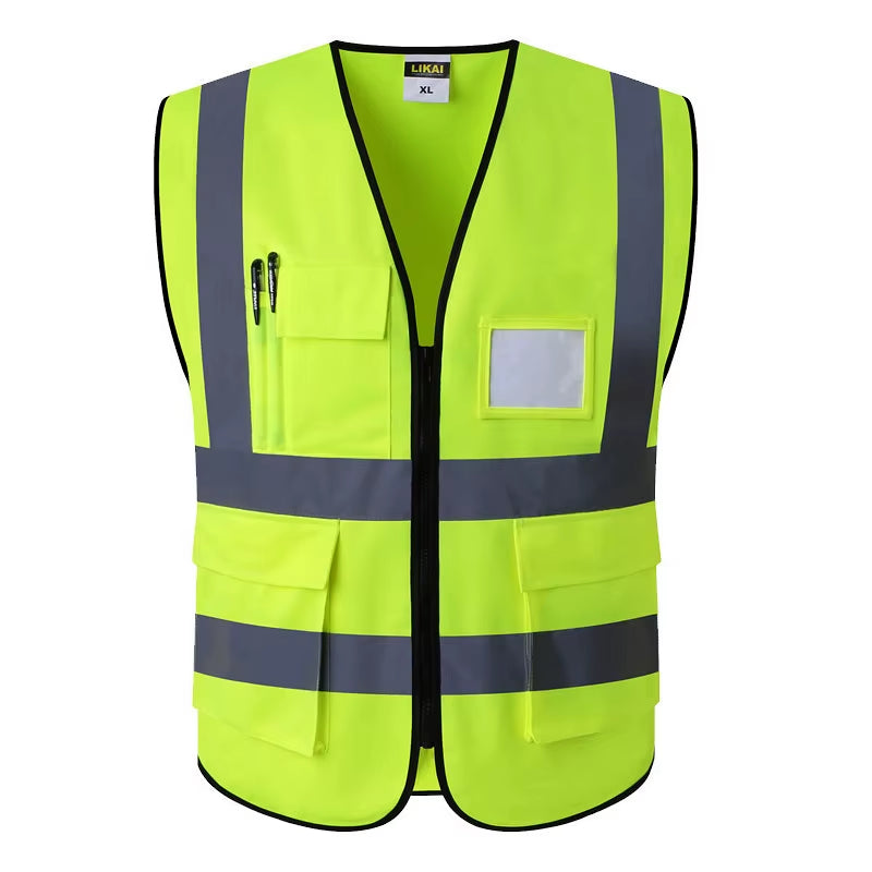 High Visibility Reflective Vest Zipper Front Safety Vest with Reflective Strips Construction Workwear Safety Reflective Vest