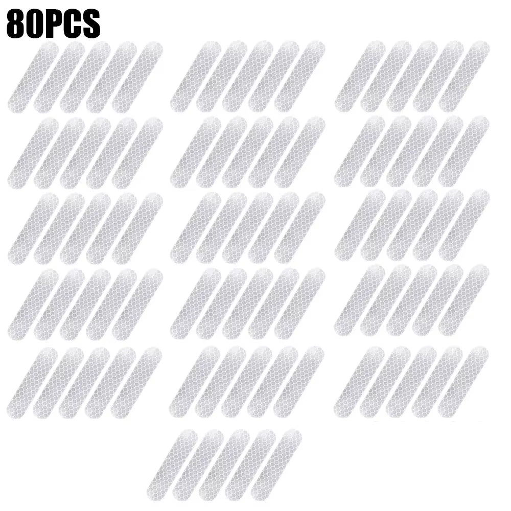 80-10PCS Helmet Safety Warning Reflective Stickers Strip Waterproof High Visibility Reflector Tape for Night Riding Walking Car