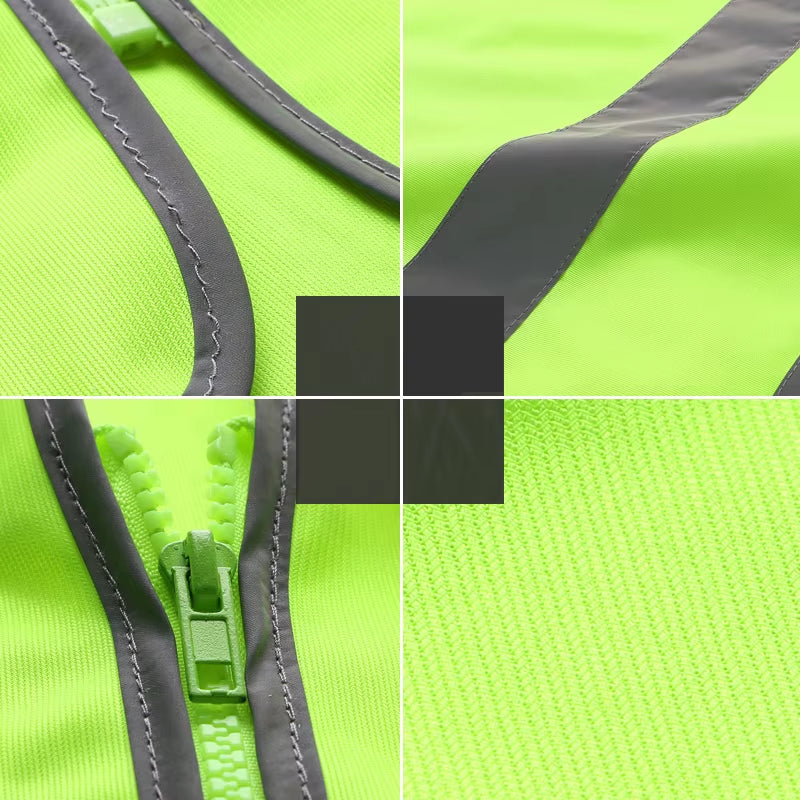 High Visibility Reflective Vest Zipper Front Safety Vest with Reflective Strips Construction Workwear Safety Reflective Vest