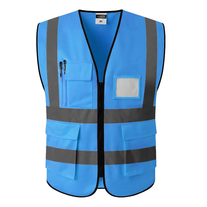 High Visibility Reflective Vest Zipper Front Safety Vest with Reflective Strips Construction Workwear Safety Reflective Vest
