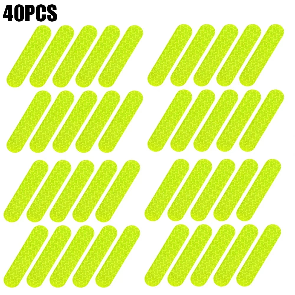 80-10PCS Helmet Safety Warning Reflective Stickers Strip Waterproof High Visibility Reflector Tape for Night Riding Walking Car
