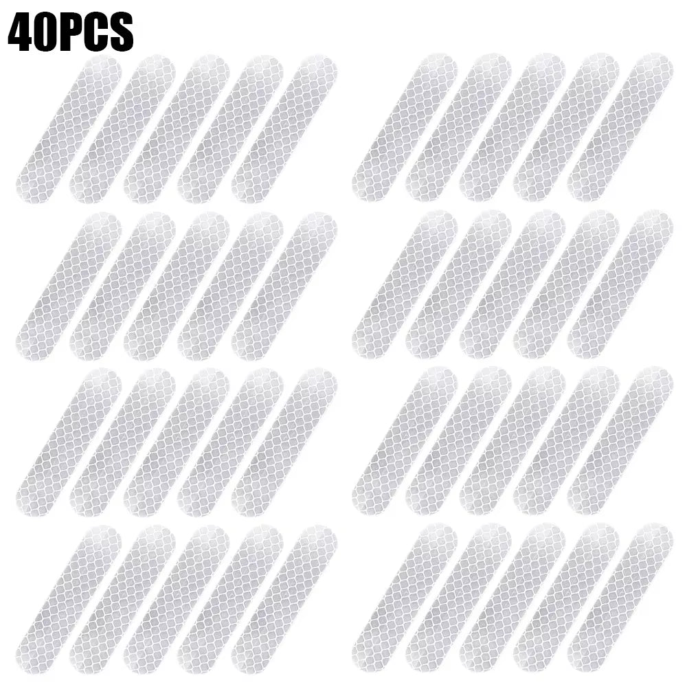 80-10PCS Helmet Safety Warning Reflective Stickers Strip Waterproof High Visibility Reflector Tape for Night Riding Walking Car