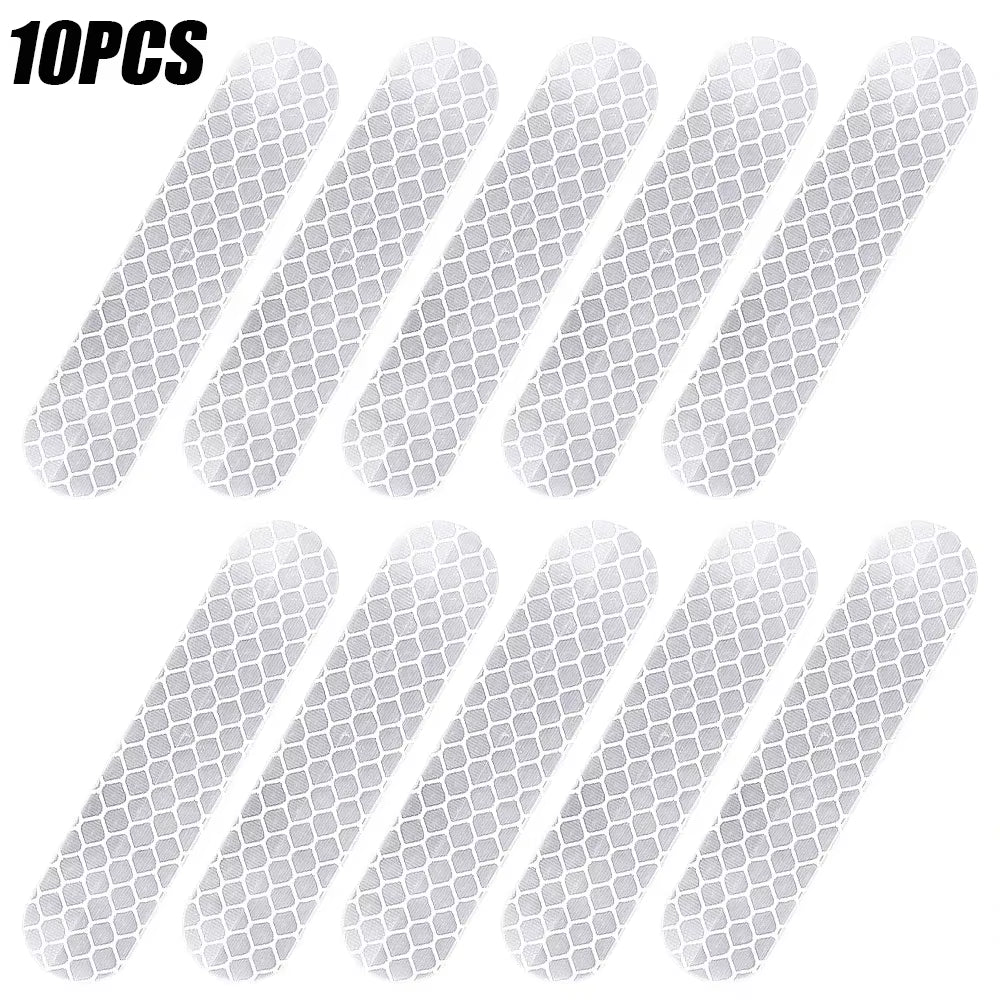 80-10PCS Helmet Safety Warning Reflective Stickers Strip Waterproof High Visibility Reflector Tape for Night Riding Walking Car