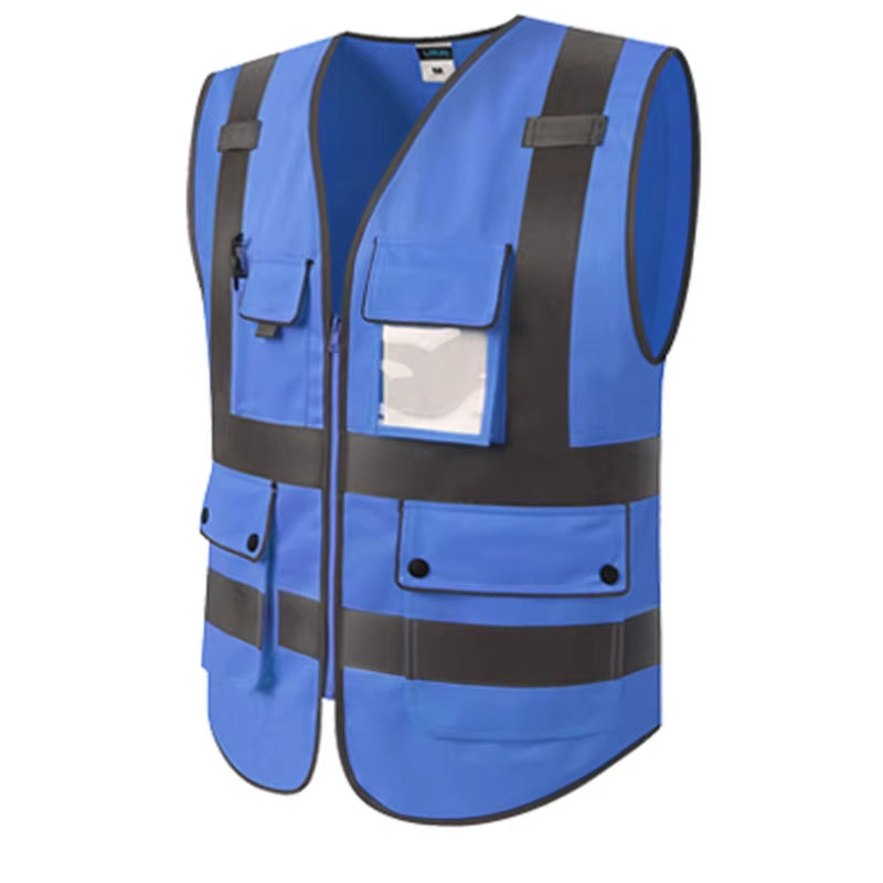 High Visibility Reflective Vest Zipper Front Safety Vest with Reflective Strips Construction Workwear Safety Reflective Vest