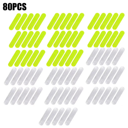80-10PCS Helmet Safety Warning Reflective Stickers Strip Waterproof High Visibility Reflector Tape for Night Riding Walking Car